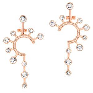 Swarovski Theatre Statement Pierced Earrings, White, Rose-gold tone plated
